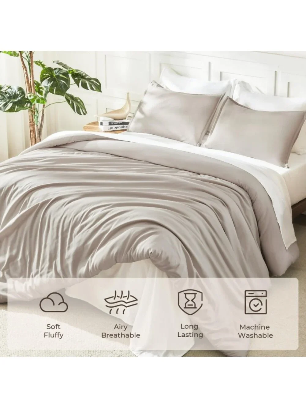 Lightweight Full Size Comforter Set - 3 Piece Solid Bedding for Cozy Sleep